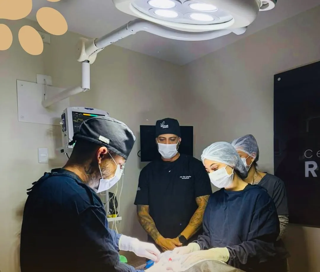 Equipe do Real Parque realizando uma cirurgia no bloco cirúrgico
